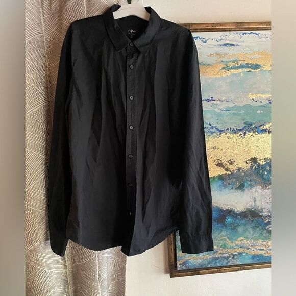 7 For All Mankind Other - 7 for all mankind Men's black long sleeve shirt size Large 100% cotton